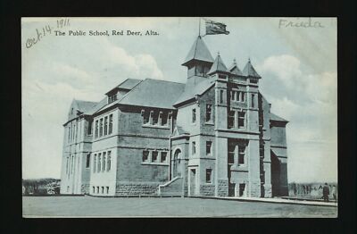 The public school Red Deer Alberta view of a school Historic Old Photo