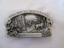 The Rocky Mountains Belt Buckle 1984 Commenative Pewter Ltd Ed Elk Siskiyou Rare