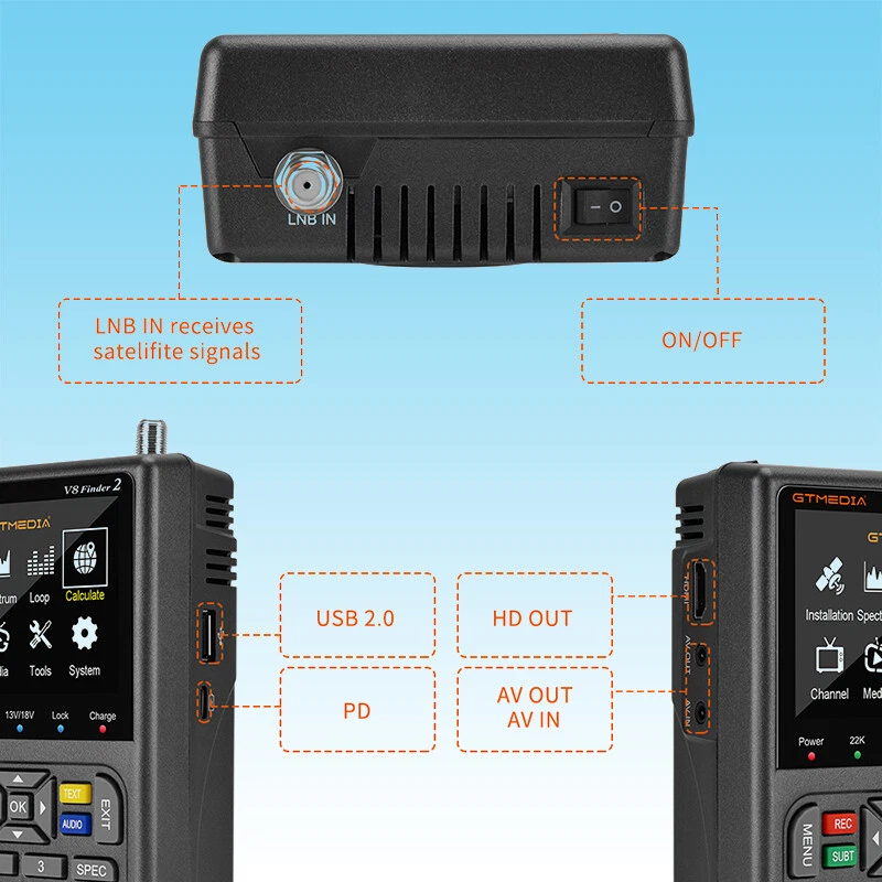 Profi GTMEDIA Finder2 3.5'' LCD Satelliten Messgerät Sat DVB-S2/S2X HD Satfinder - Bild 2 von 4