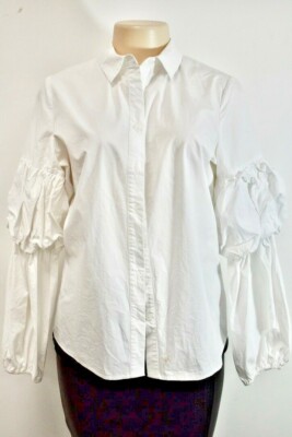 Lost Ink White Cotton Button Up Women's Shirt Size Small On Sale