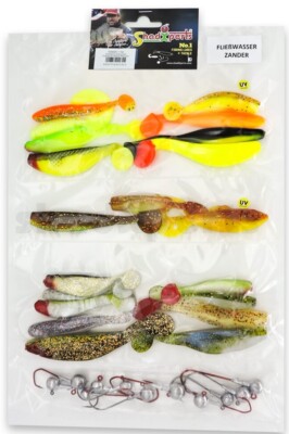 ShadXperts Rubber Fish Set Running Water Walleye Relax Rubber Bait Twister Jig Hook