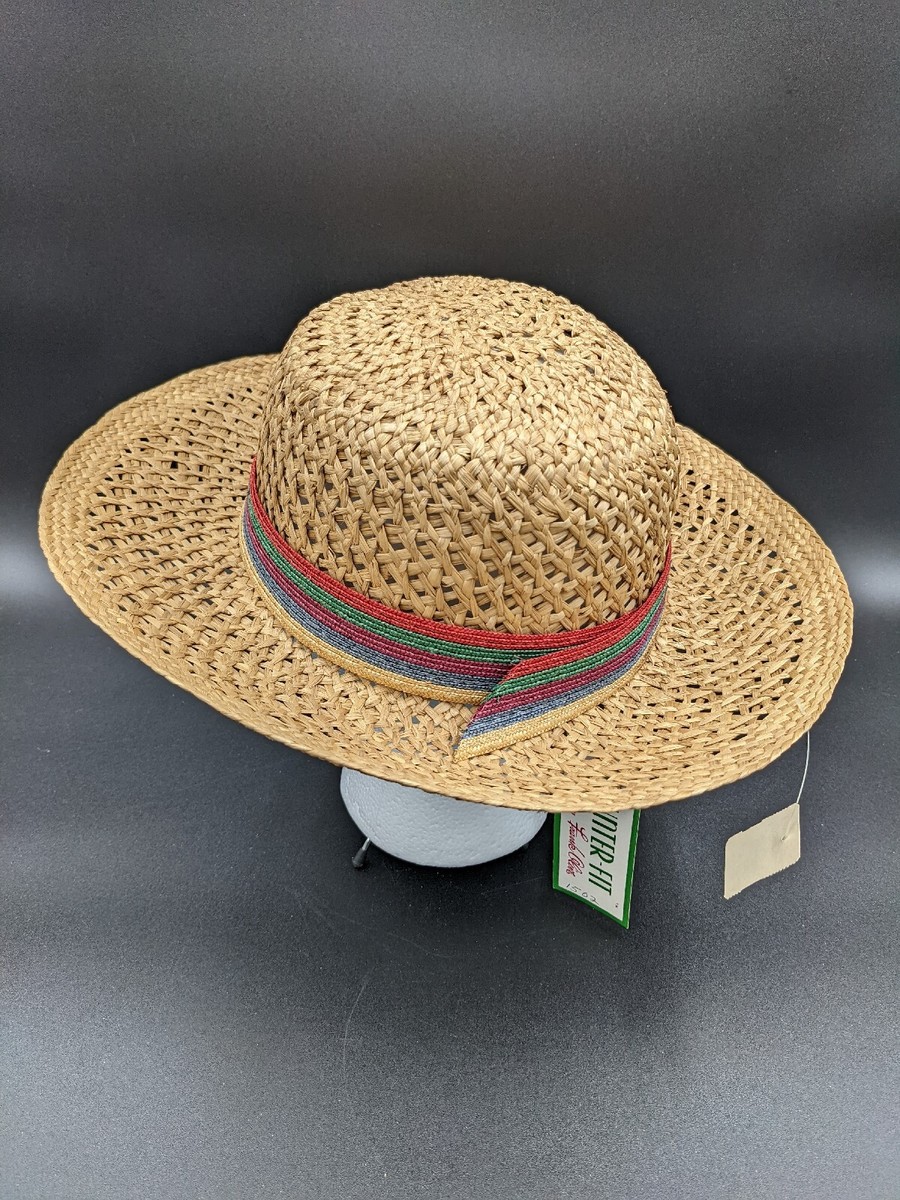 Counter Fit Straw Summer Hat by Frank Olive Counter-fit by Frank Olive Woven Straw Hat Bow Red Trim  main image 3