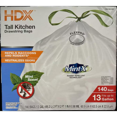 HDX 13 Gal. Tall Kitchen Trash Bags White Rodent Repellent Plastic (140 Count)