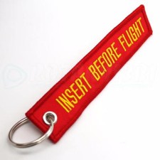 INSERT BEFORE FLIGHT QTY 1 PC RED/yellow KEYCHAIN RING TAGS CABIN CREW