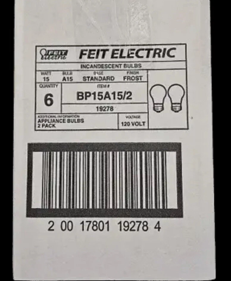 Feit Electric BP15A15 Fan Bulb & Appliance - Frosted Case Of 6 Packs Of 2 Bulbs - Image 2 of 3