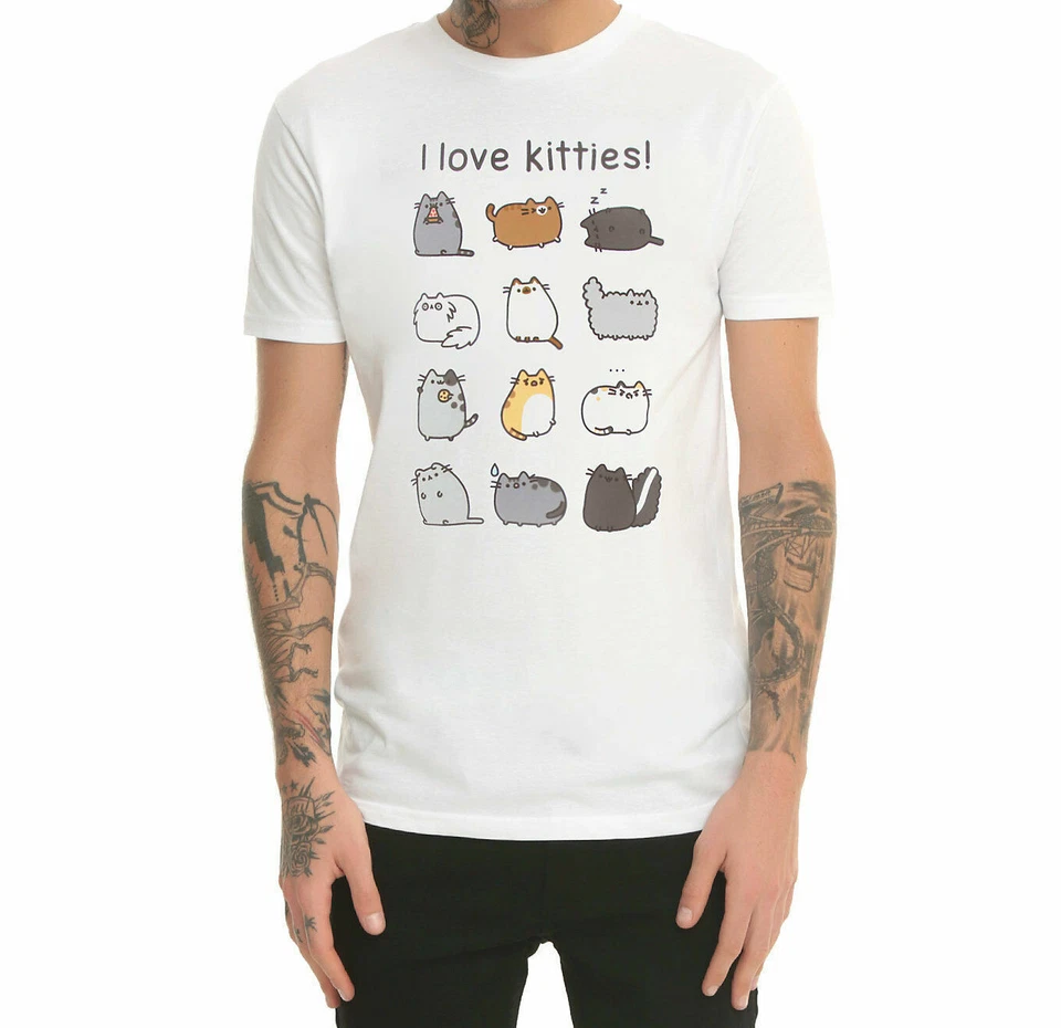 Pusheen The Cat 3 рубашка комплект так ленивый - коробка для пиццы - я люблю котят футболка с Ярлыками  - Изображение 4 из 4