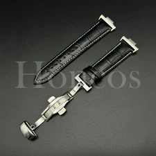 Genuine Leather Alligator Watch Strap Fits for Tissot PRX Clasp+Adapter Black/WT