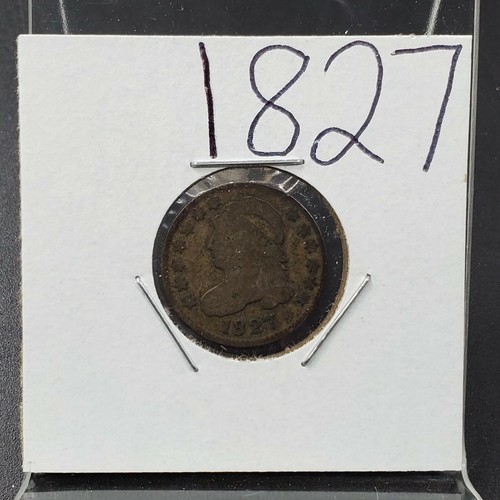 1827 10c Capped Bust Silver Dime Coin Choice AG About Good / G Good Circulated - Picture 2 of 4