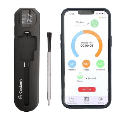 Digital Grill Thermometer with 820ft Range - Rechargeable Probe & App Control