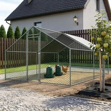 XL Hühnerstall Freilaufgehege Hühnerhaus Kleintiergehege Voliere PE Dach