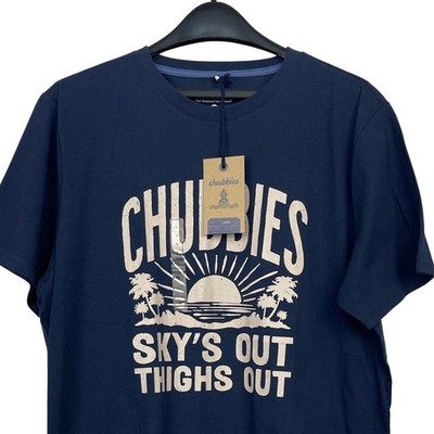 NEW Chubbies ''Sky's Out Thighs Out'' T Shirt The No Brainer Mens L Cotton  Blue