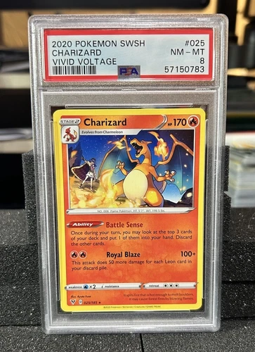 2020 POKEMON SWORD & SHIELD VIVID VOLTAGE #025 CHARIZARD PSA 8