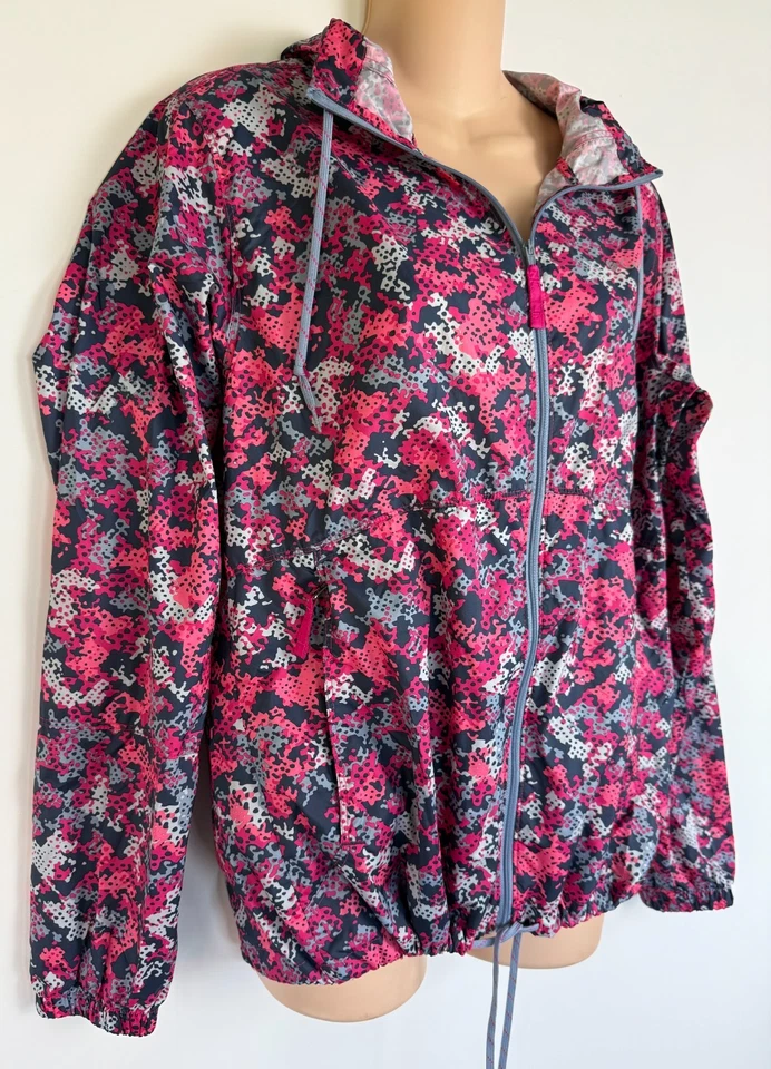 Chaqueta cortavientos Columbia M para mujer Flash Forward Pnk gris azul impresión digital Foto 4 de 4