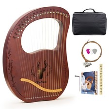 Lyre Harp, 19String Mahogany Lyra Harp Kit, Stringed Musical Instruments with...