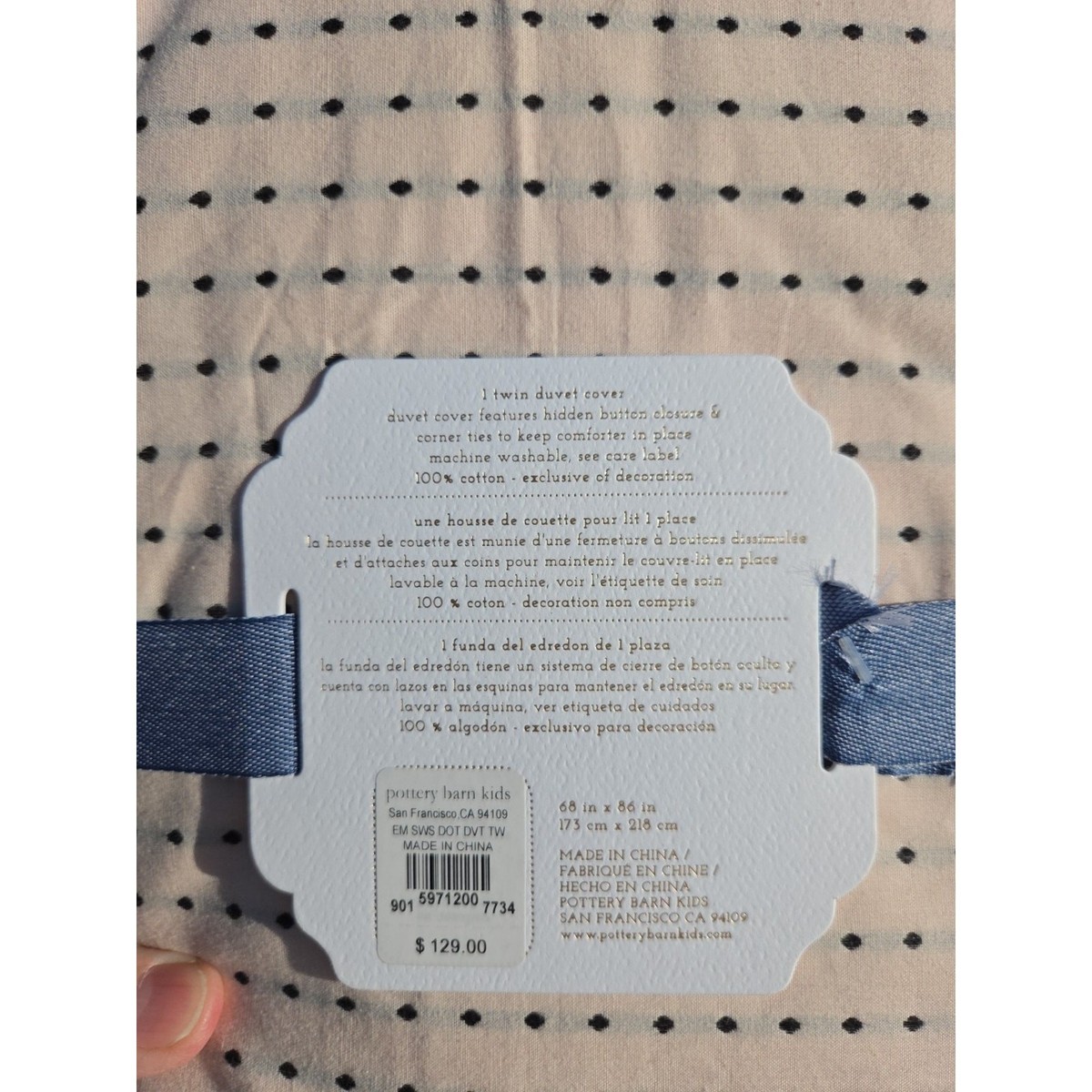 Couette Enfant Pottery Barn – Emily & Meritt – Pleine/Grande, Rose à Points Noirs Et Gros Nœud