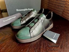 ZEGNA Made to Order Triple Stitch  Black Green Sneaker US 8,5 UK 7,5 EU 41,5 NEW