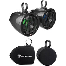 2 MTX MUD65PL 6.5" 100w LED Tower Speakers Covers For Polaris RZR/ATV/UTV/Jeep