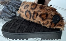 Muk Luks Women's Meilani Slipper Black Leopard Size 7 NWT
