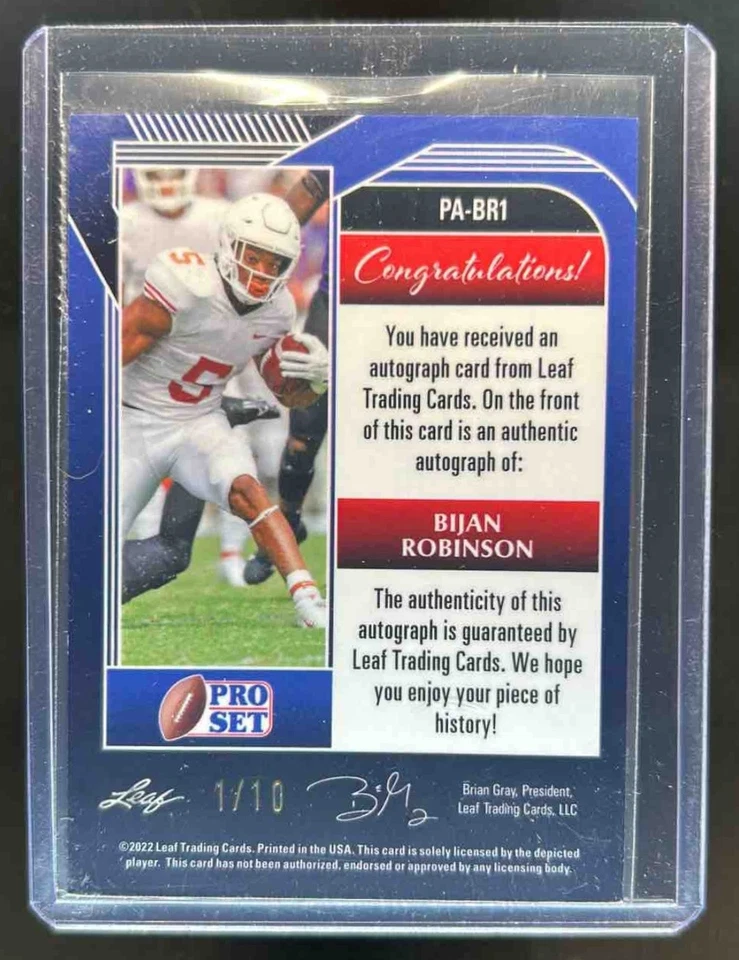 2022 Pro Set Metal Bijan Robinson Kaleidoscope Purple RC Auto #1/10 Longhorns - Image 2 of 2