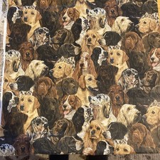 Robert May Cranston Dog Fabric Hunting Breeds Retriever Collage Cotton 2yd 24”