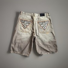 VTG Y2K FUBU The Collection Brown Denim Jean Shorts Mens 40 Embroidered READ