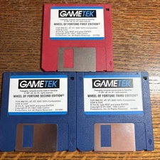 Vintage Game Tek Wheel of Fortune First, Second, & Third Editions Floppy Disk