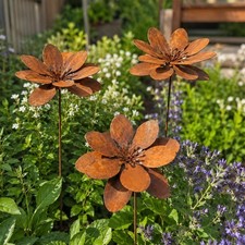 3 St&uuml;ck Rustikaler Gusseisen Blumen Gartenstecker Metall Vintage Dekoration