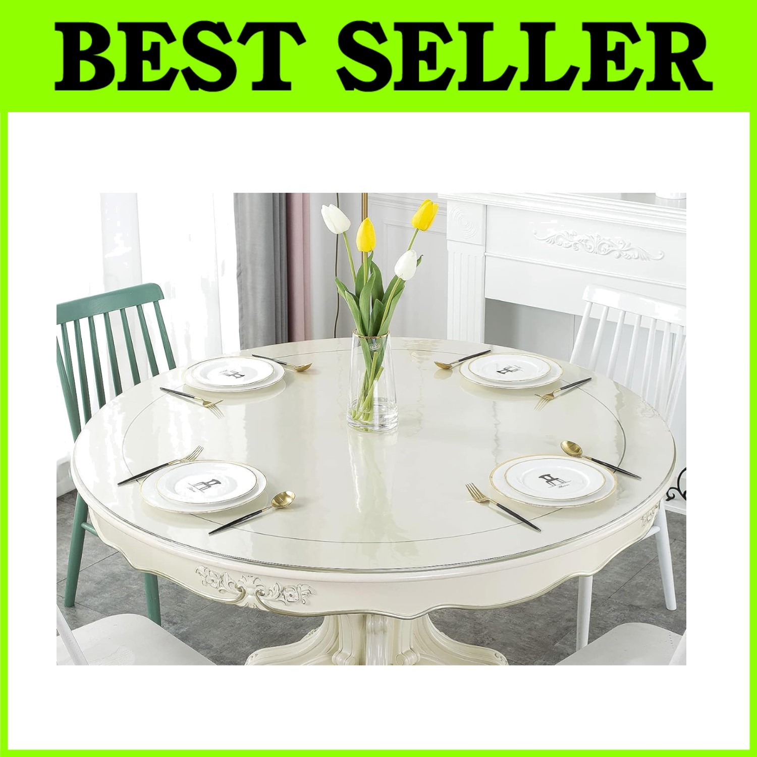 Protector de mesa redonda transparente 42" - 1,5 mm de grosor