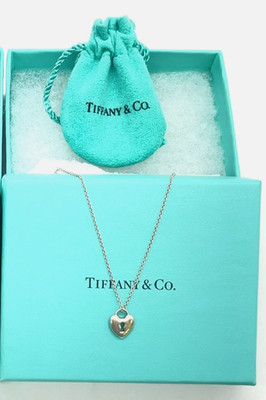 Süß! Tiffany & Co Sterlingsilber Herz Schloss Mini Schlüsselloch Anhänger Halskette