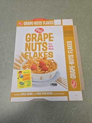 1960s Post Cereal Box Grape Nut Flakes w/ Golf Game offer, New Unused Flat