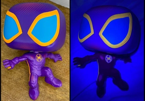 Funko Pop Spider-Man Across The Spiderverse Blacklight 10" #1236 Loose No Stand
