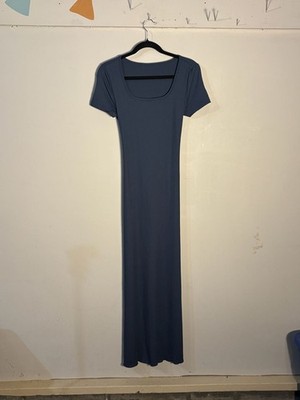 002-0030 24seven Comfort Apparel Maternity Casual Maxi Dress-Charcoal