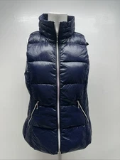 My Anorak Vest Down Feather Sleeveless Puffer Quilted Full Zip Navy Blue Medium