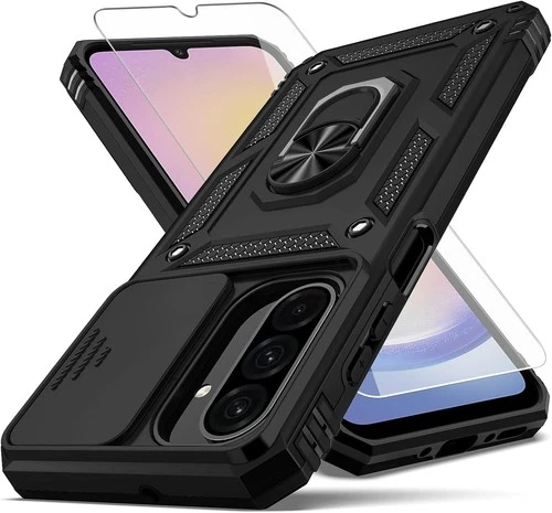 Samsung Galaxy A17 5G Phone Case with Camera Lens Cover HD Screen Protector, Bla