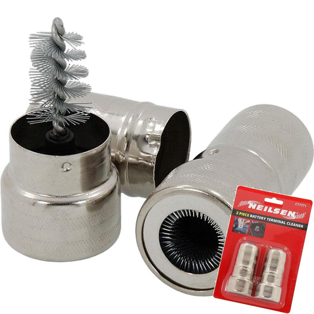 Neilsen 2pc Battery Post and Terminal Cleaner Twin Steel Bristle Brushes