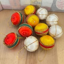 VTG Lot of 11 Assorted Satin Silk Spun Christmas Ornaments Balls, 1.25"dia