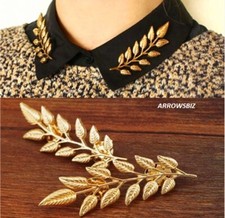 Shirt Collar Leaf Brooch Broach Pin Large Vintage Alloy Wedding Uniform Pins UK