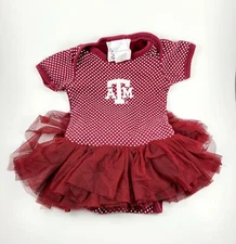 Two Feet Ahead Texas NCAA Girls Newborn Infant Polka Dot Tutu Bodysuit Size 6M