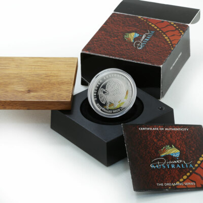 Australia 1 dollar Lizard Discover Australia proof color silver