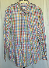 Peter Millar Shirt Mens Large Multi Color Gingham Plaid Cotton Button Up Travel