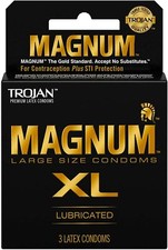 Trojan Magnum XL Extra Large Lubricated Condoms 3-Pcs FRESH 05/2025 BULK SAVE