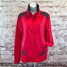 Puma Youth Fuchsia and Gray Full Zip High Neck Softshell Track Jacket Size Large