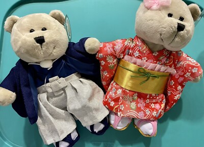 Starbucks JAPAN Bearista Bear Boy & Girl Kimono Plush Set Spring