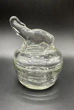 Vintage Jeanette Glass ELEPHANT w Trunk Up Candy Trinket Dish