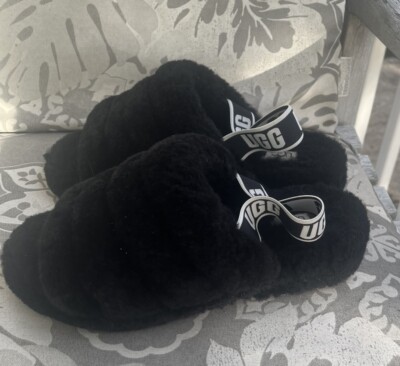 UGG Black Plush Slide Slippers s-l400.jpg main image 4