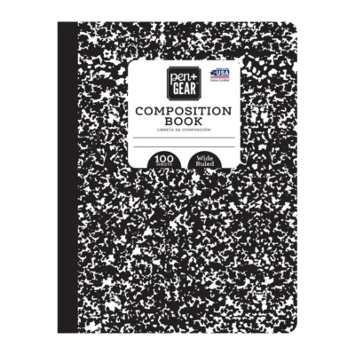 Pen + Gear 100 Sheets Wide Ruled Composition Books, 9.75  x 7.5 , 2 Counts