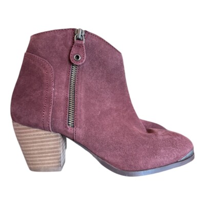 Diba sequoia suede burgundy maroon heeled ankle booties boots