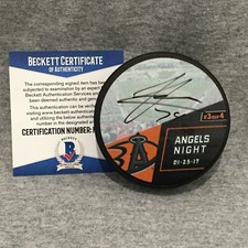 JOSEPH CRAMAROSSA DUCKS SIGNED AUTOGRAPH HOCKEY PUCK BAS BECKETT COA H60470