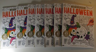 Lot of 7  HALLOWEEN Special LET'S COLOR Adult Coloring Book Books  45+ DESIGNS