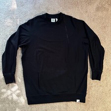 Adidas Sweater Womens Large Crewneck Pullover Pockets Black Long Sleeve Cotton